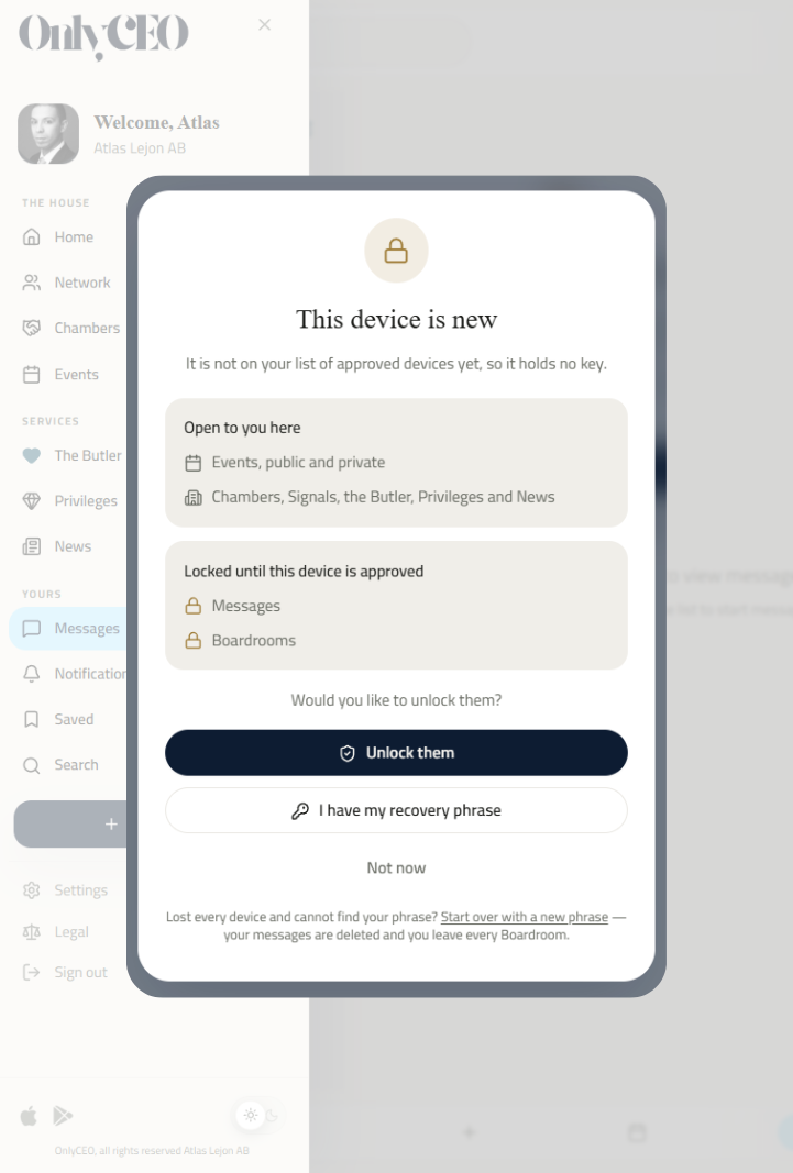 A direct conversation between two verified members in OnlyCEO.